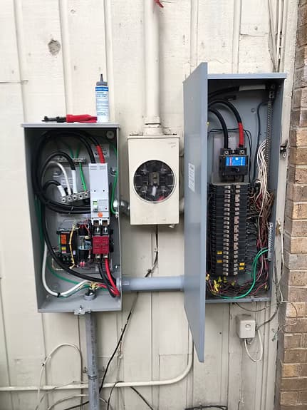 Generac generator with concrete pad installation