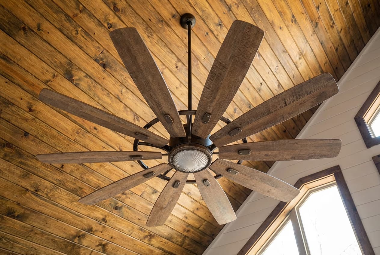 Vaulted ceiling fan installation in Bryan College Station Texas