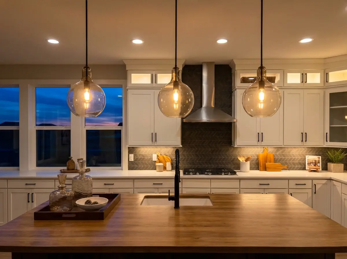 Pendant lighting installation example