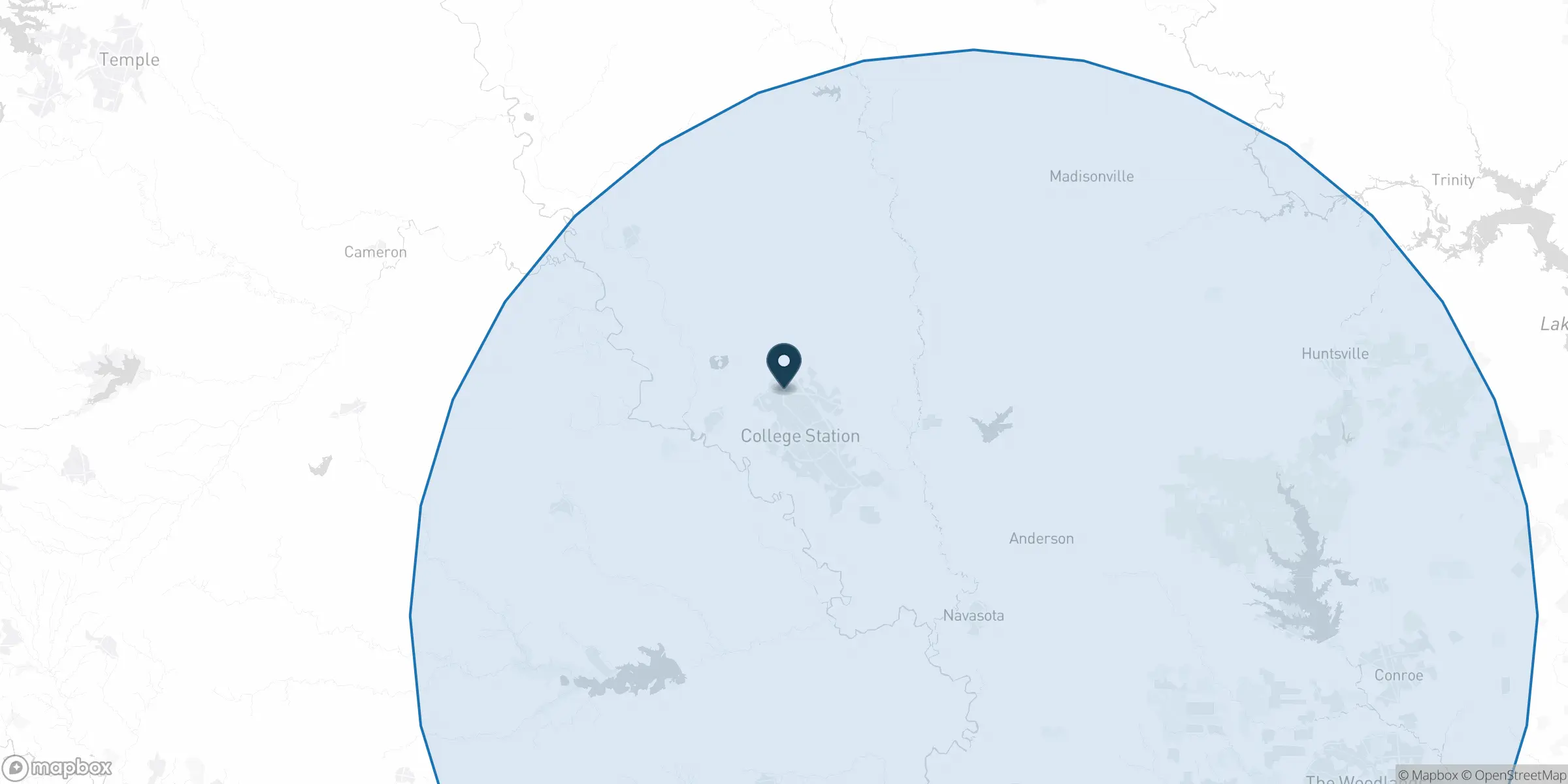 Orthodox Electric service area map showing Bryan Texas
