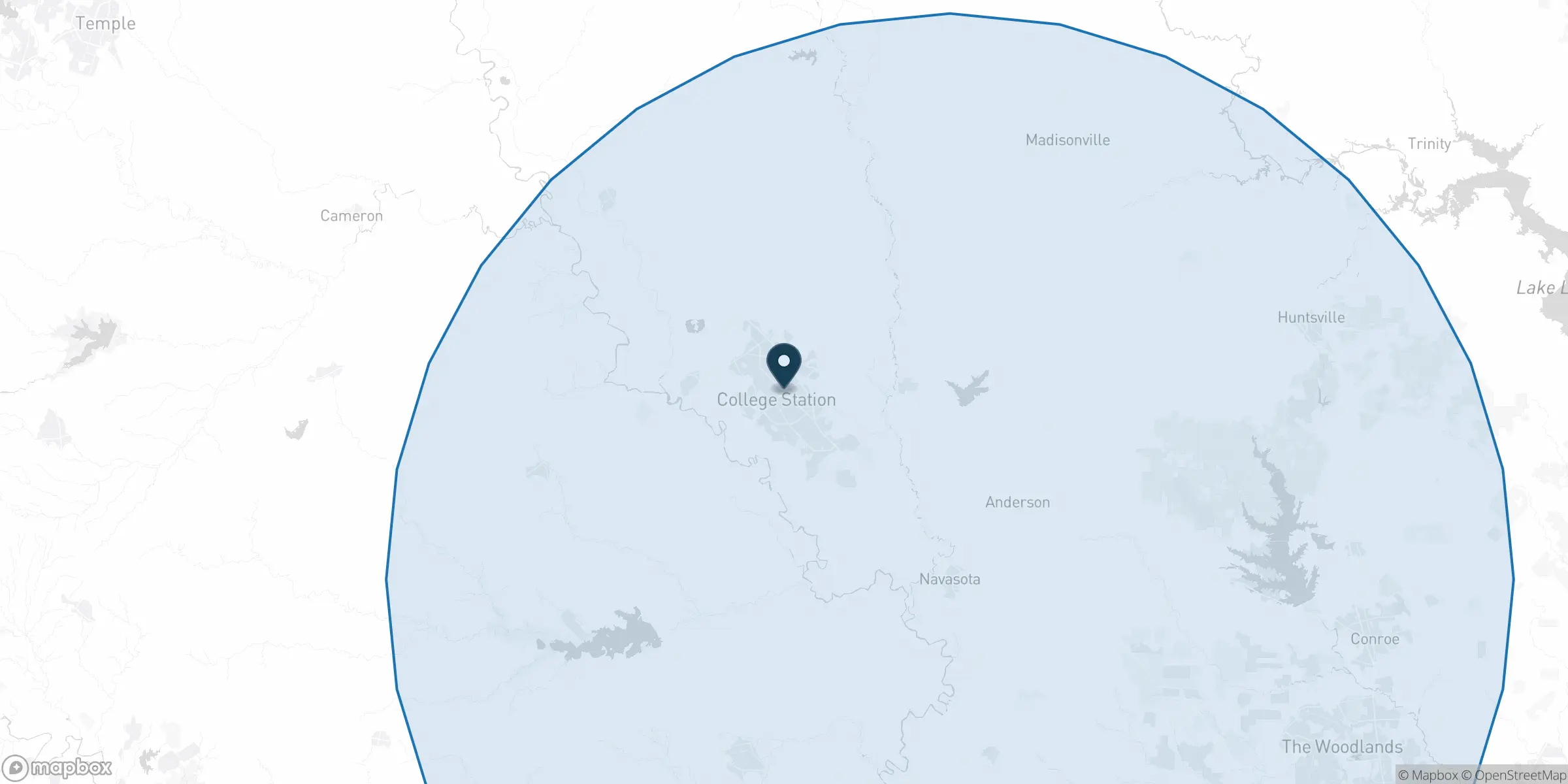 Orthodox Electric service area map showing College Station Texas