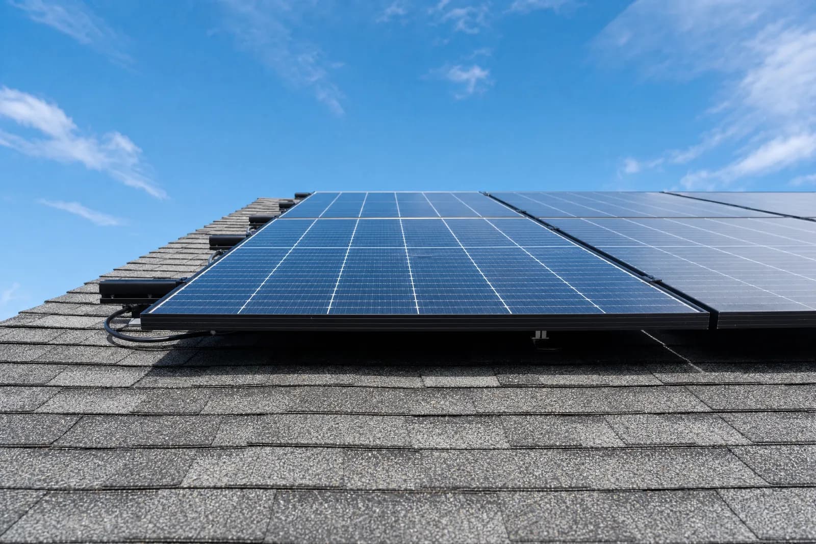 Rooftop solar panel array installed by Orthodox Electric in the Brazos Valley