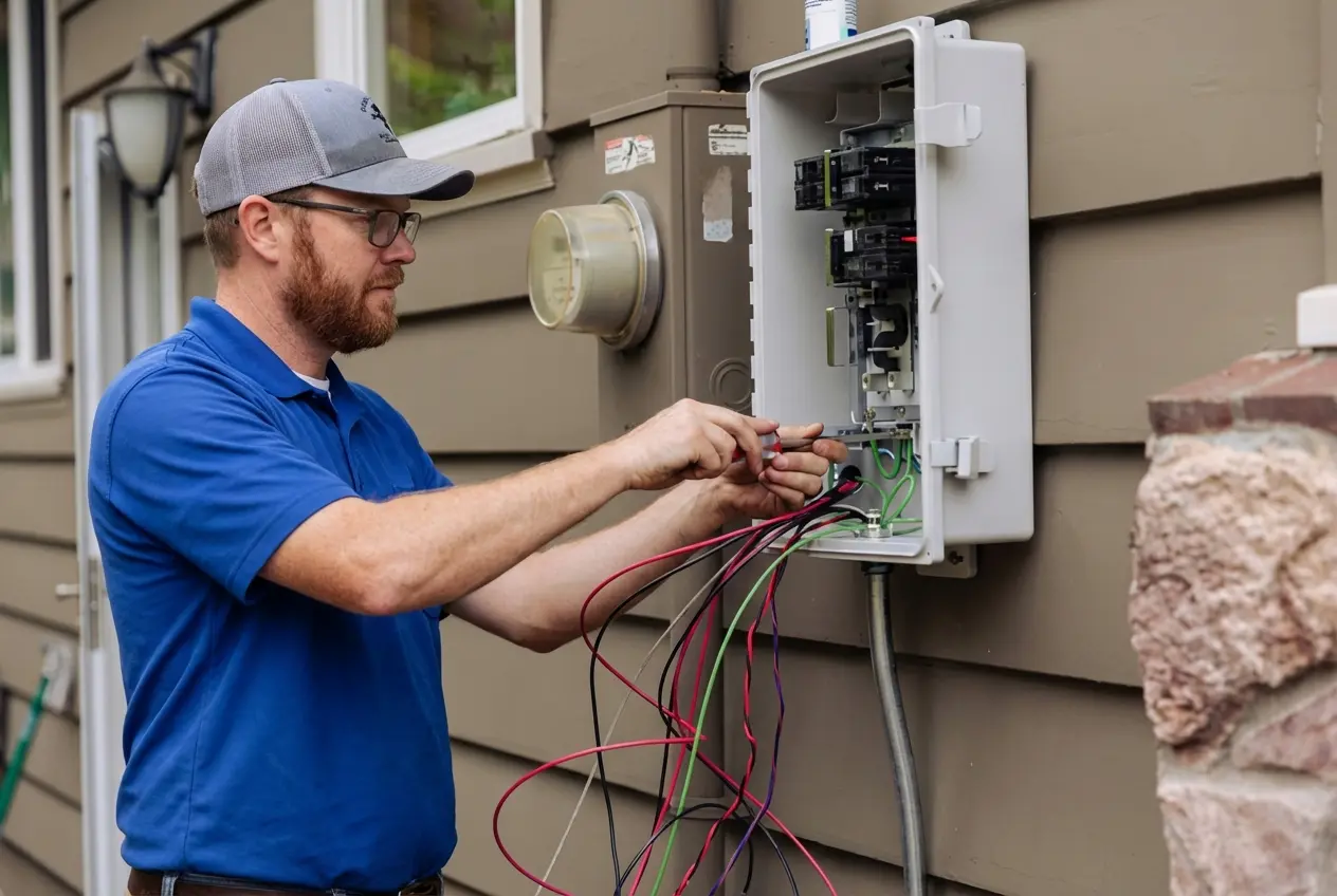 Thomas Evind performing electrical inspection